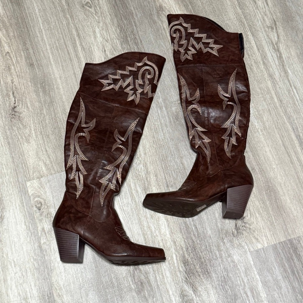 Above the knee western brown cowgirl boots size 6.5 NWOT